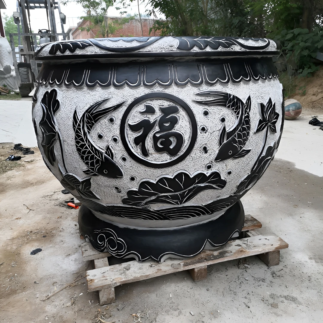 石雕鱼缸鱼盆青石门海庭院水缸石头花盆荷花缸石槽