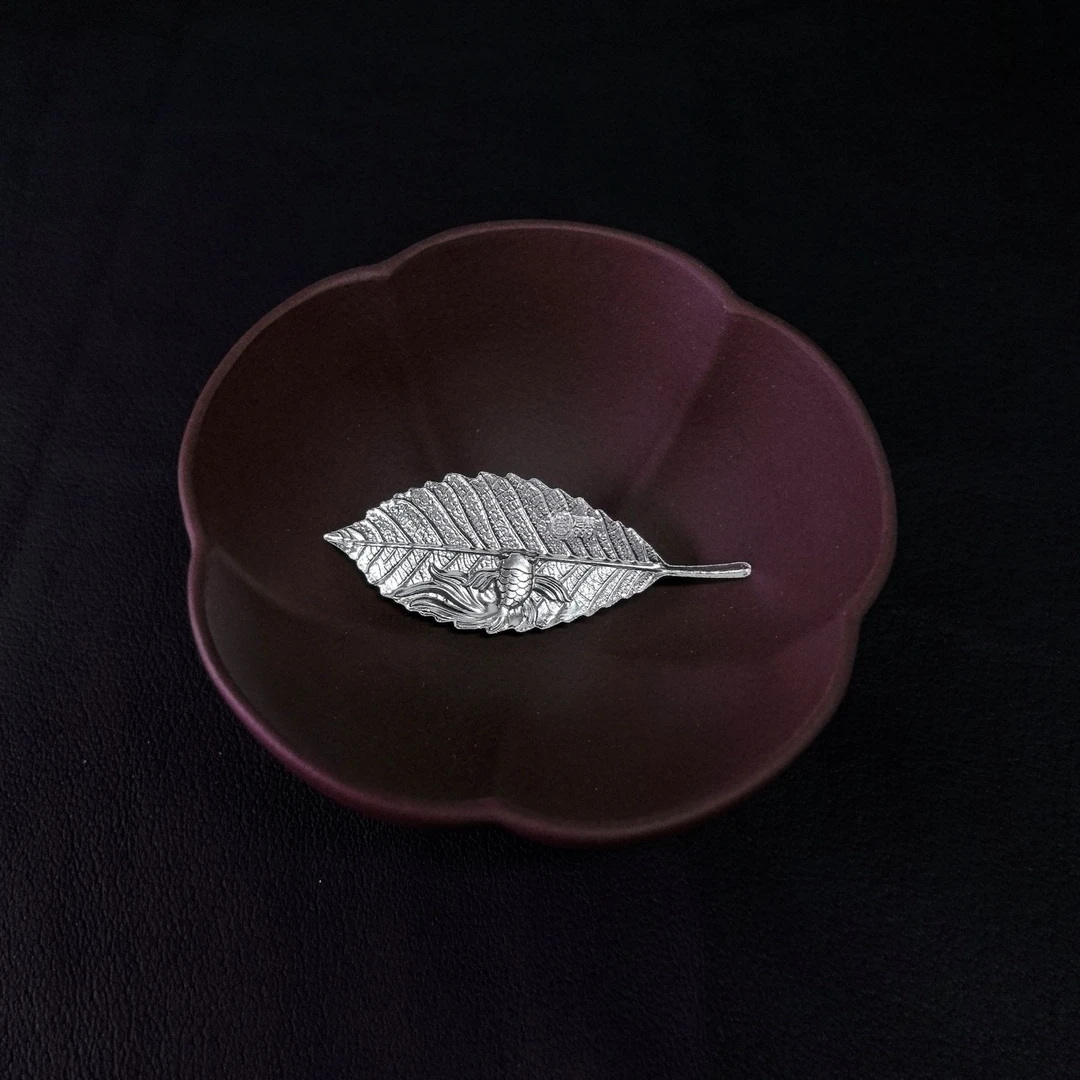 足银银制品 足银泡茶片 树叶金鱼泡茶银片年年有余吉祥幸运时尚