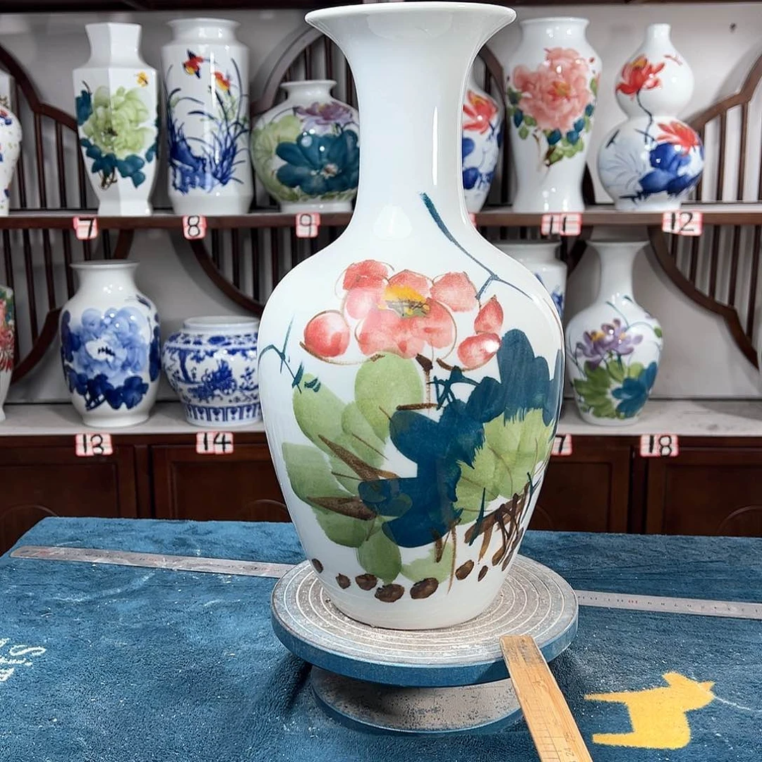 摆件景德镇陶瓷棒荷花花