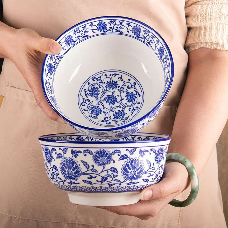 青花瓷7英寸面碗家用大碗防烫加高加厚拉面牛肉面炸酱面汤碗烩面