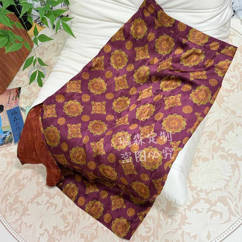 986 新中式国风莨纱半身裙气质百搭-腰围68-裙长85