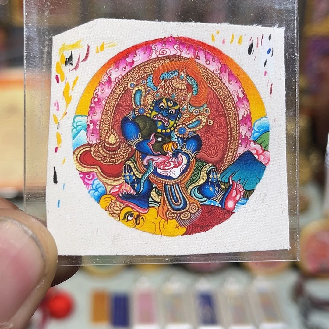 吊坠青海热贡纯手绘黑财3.5