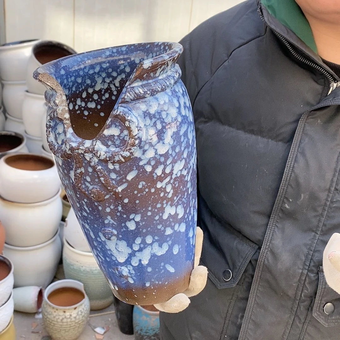 紫砂花盆瑕疵口14高25瑕疵
