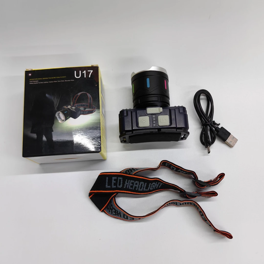 铝合金强光头灯户外钓鱼TYPE-C充电变焦远射带感应