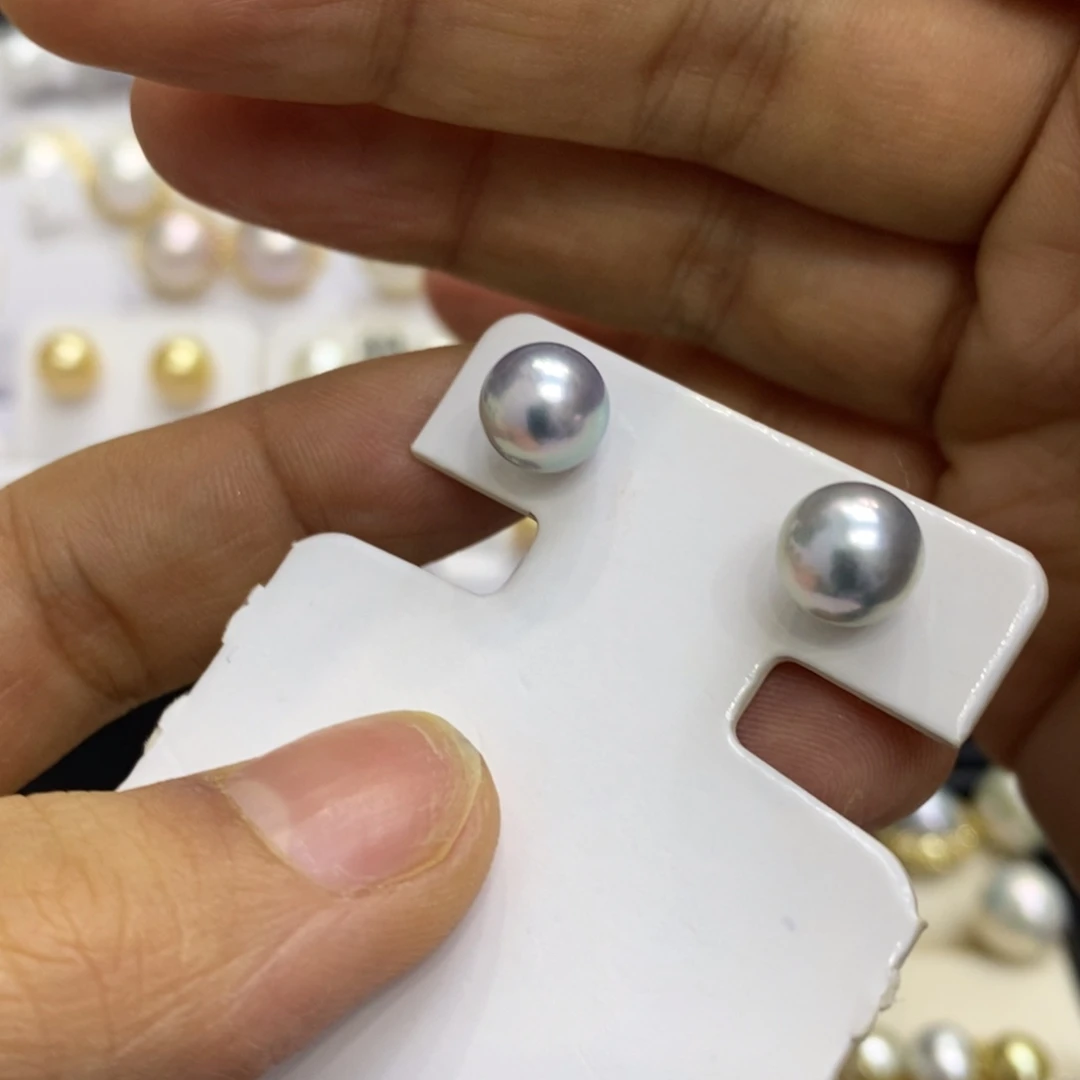 银S925镶嵌海水珍珠耳饰