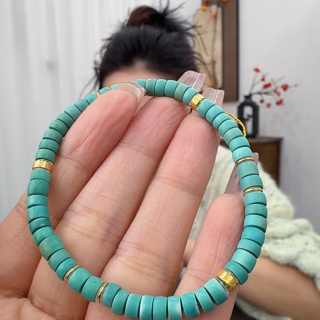 雨***霁绿松石18K金镶嵌珠宝奇石