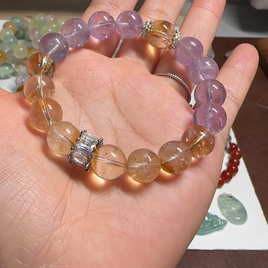 水晶合金颈饰紫黄