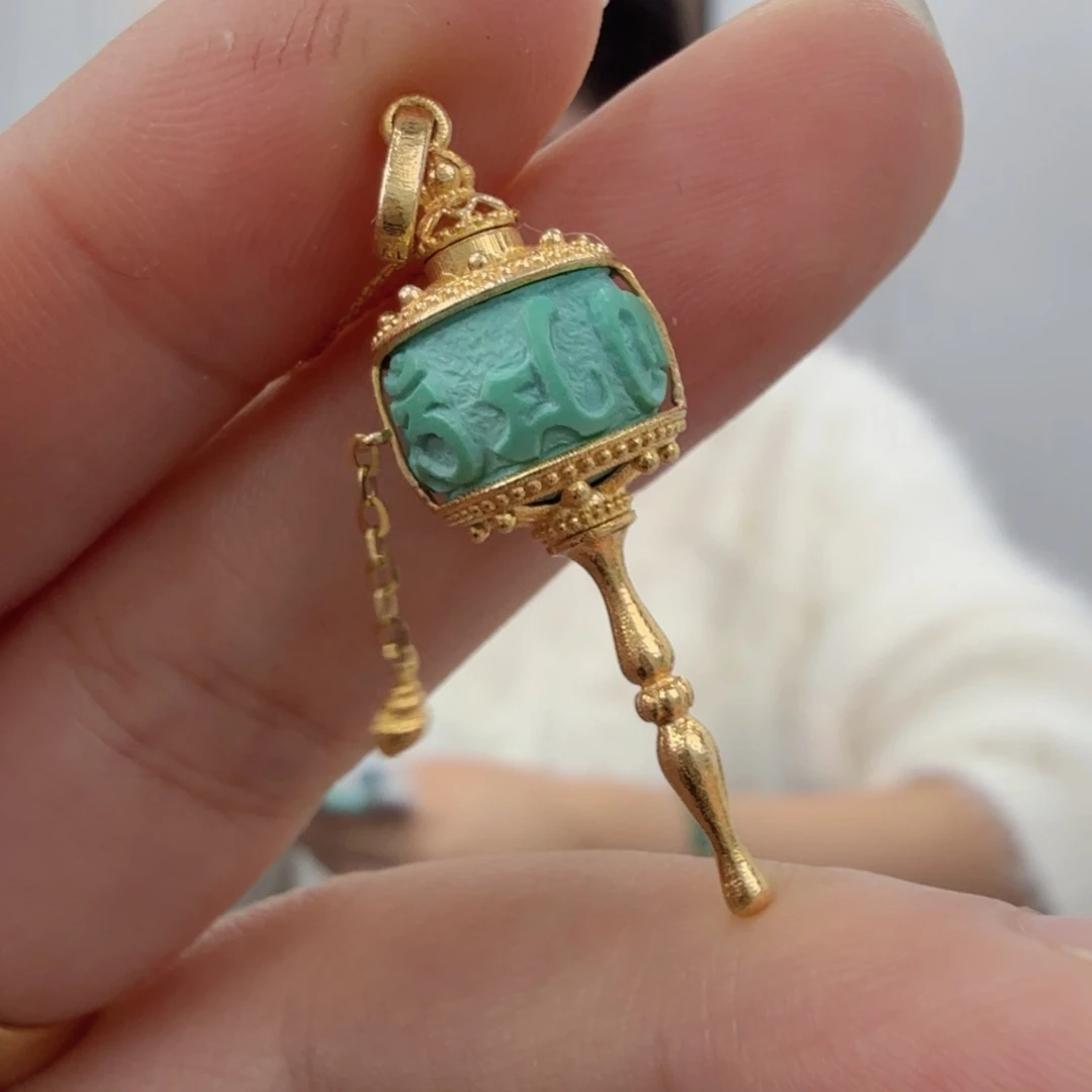 绿松石18K金镶嵌珠宝奇石