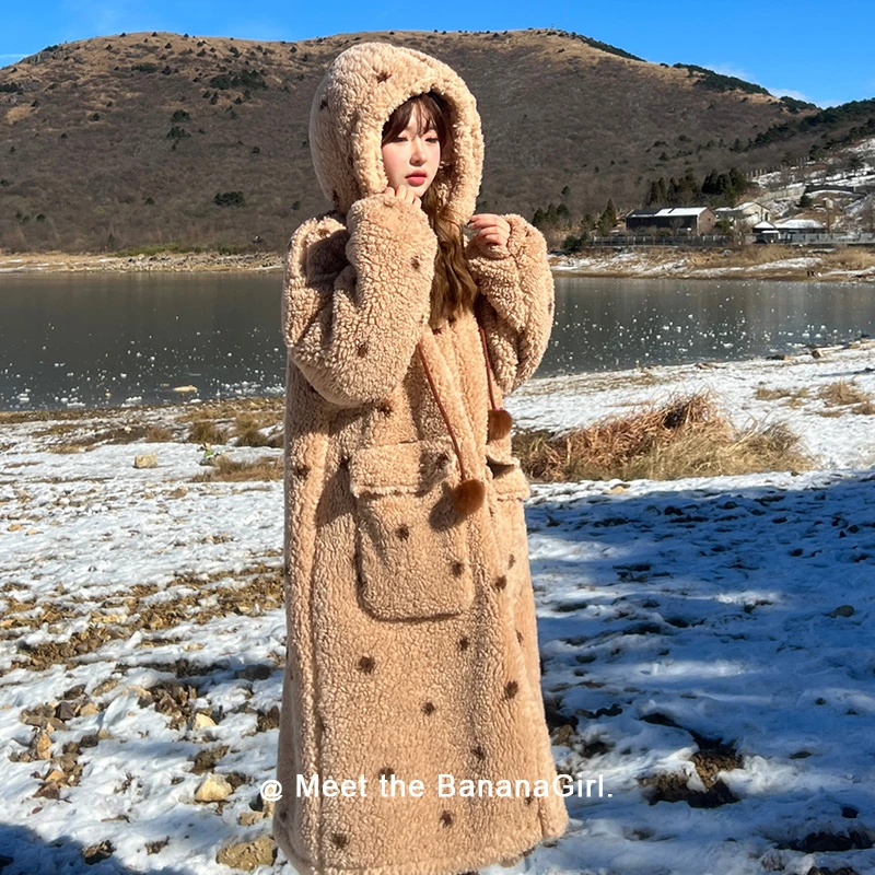 Bananagirl【奶茶啵啵】睡衣女秋冬可外穿宽松连帽睡袍毛绒家居服