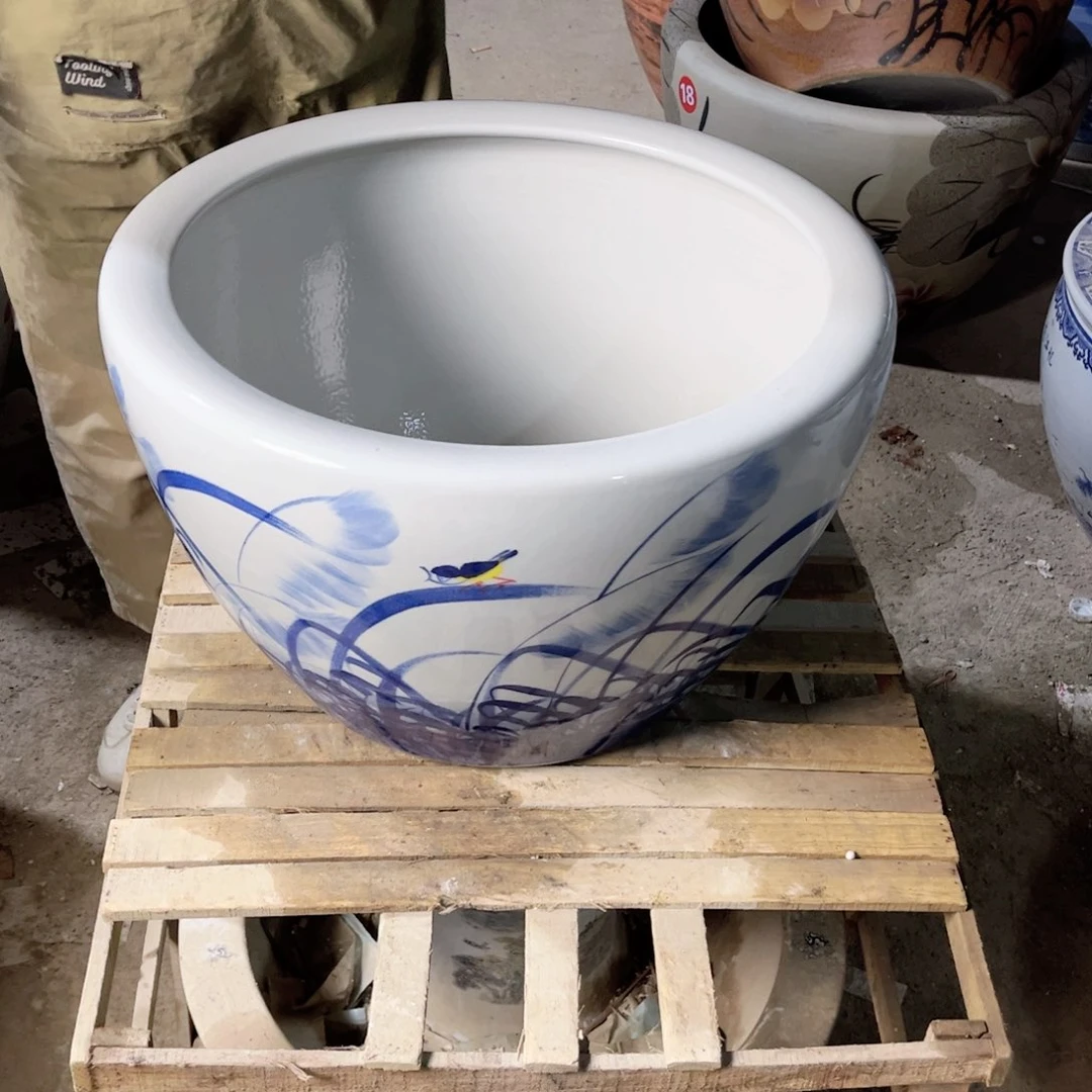 瓷片圆口手绘芦苇50.888888