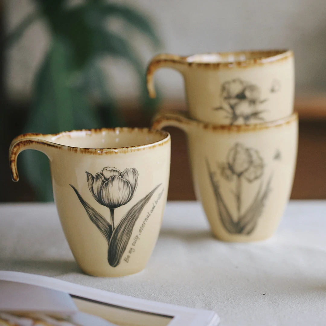 泽滕家马克杯欧式复古轻奢大容量高杯咖啡牛奶果汁饮料豆浆茶水杯