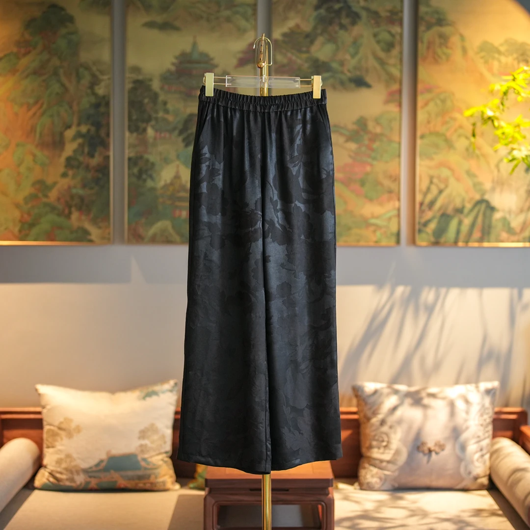 蓝大【瓯越】新中式桑蚕丝直筒裤7698