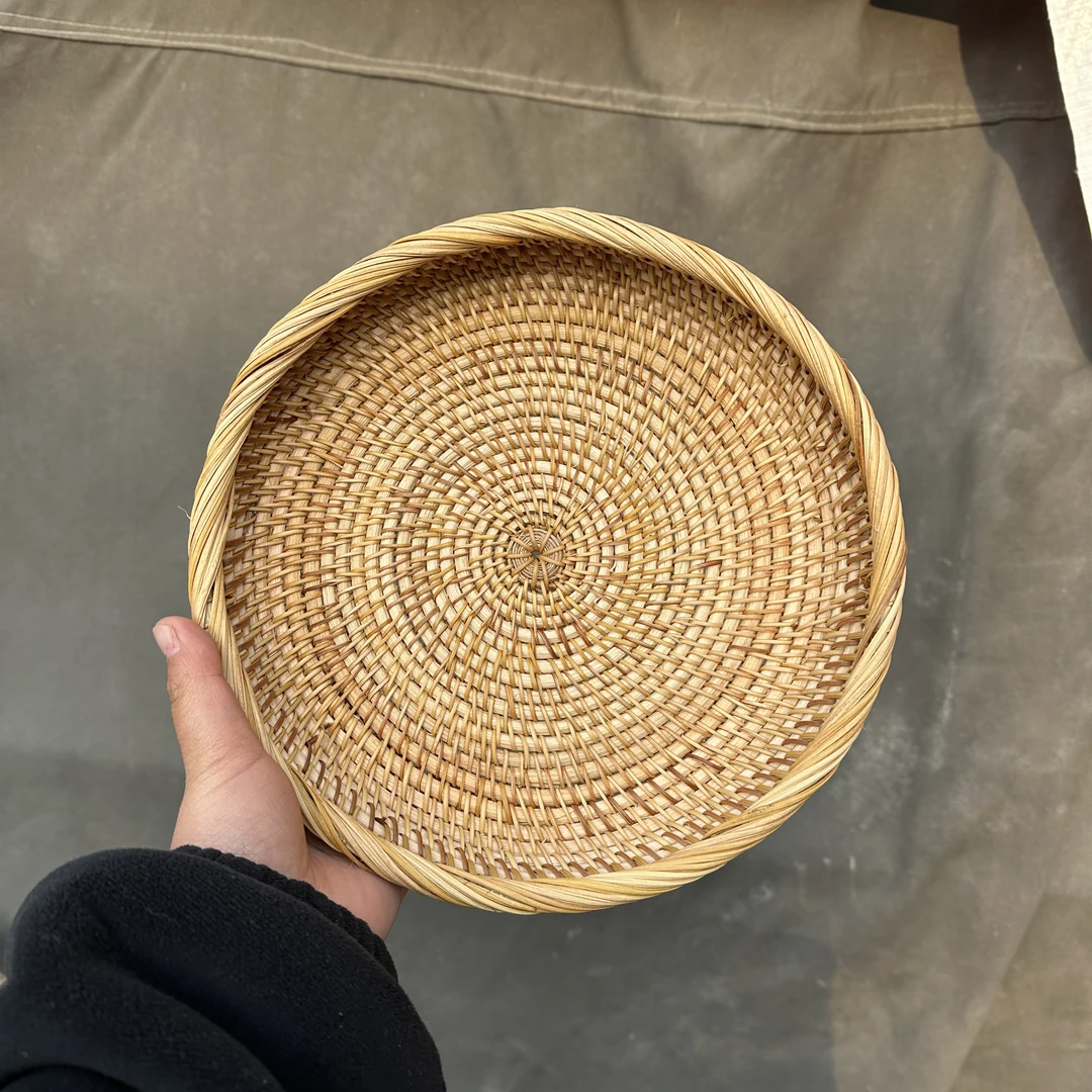 藤编浅盘水果盘中号