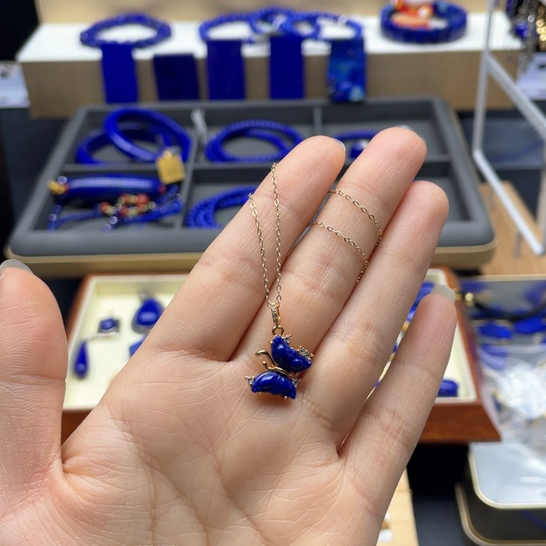 银S925镀金镶嵌青金石吊坠