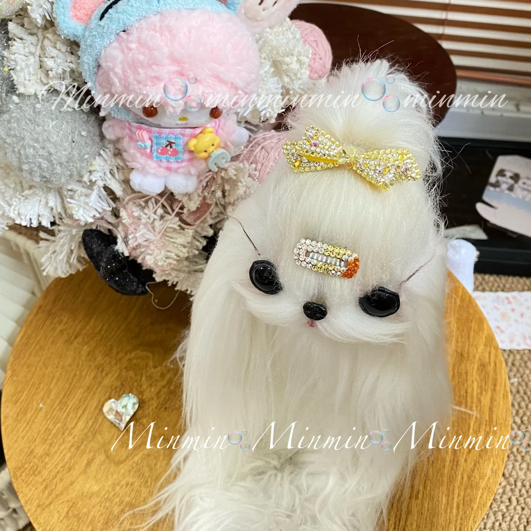 闵闵｜施华洛宠物发夹黄色双层满钻蝴蝶韩版