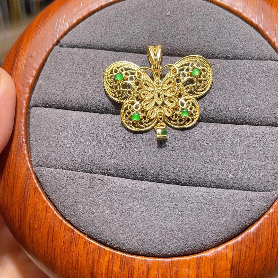 颈饰银S925镶嵌翡翠