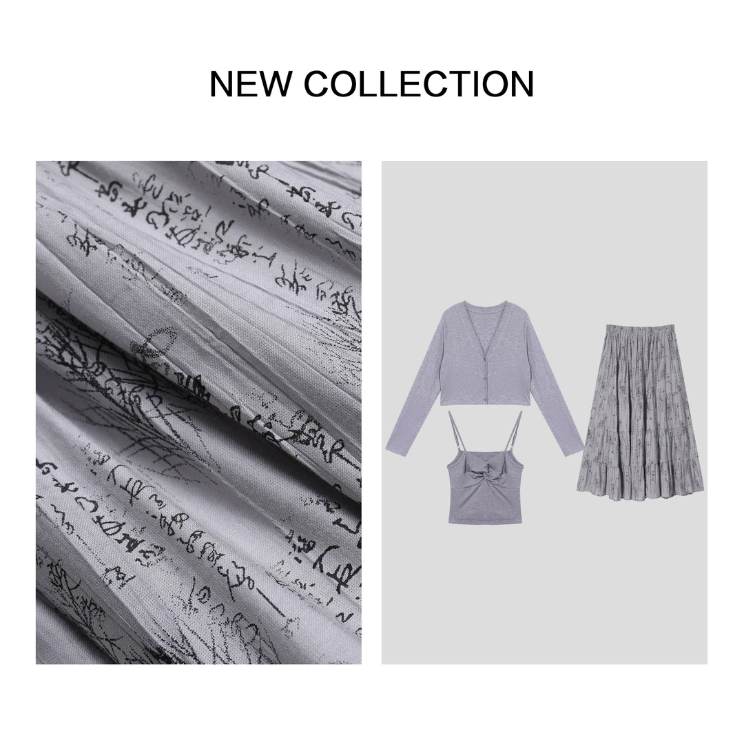 《芳芳专属》D1F38120B 春季纯色上衣+吊带+裙子套装