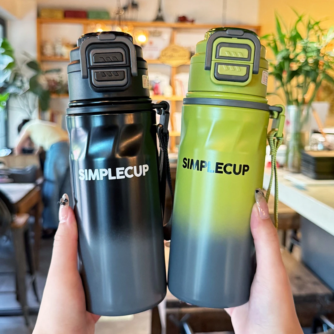 双饮学生保温杯女生吸管水杯高颜值直饮杯子男316不锈钢运动水杯