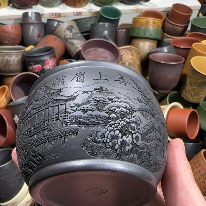 茶杯绿泥全手工紫砂