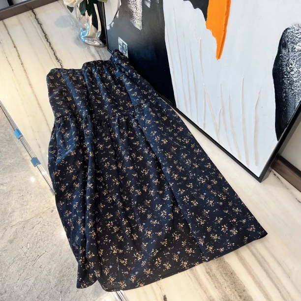 岑岑女装自制-夏季新品【彩花半身裙】文艺复古碎花半身裙