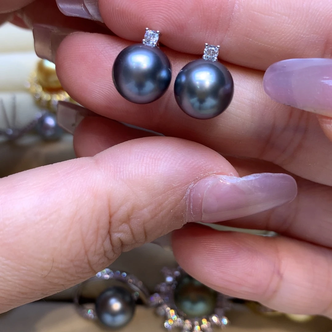 银S925镶嵌耳饰海水珍珠