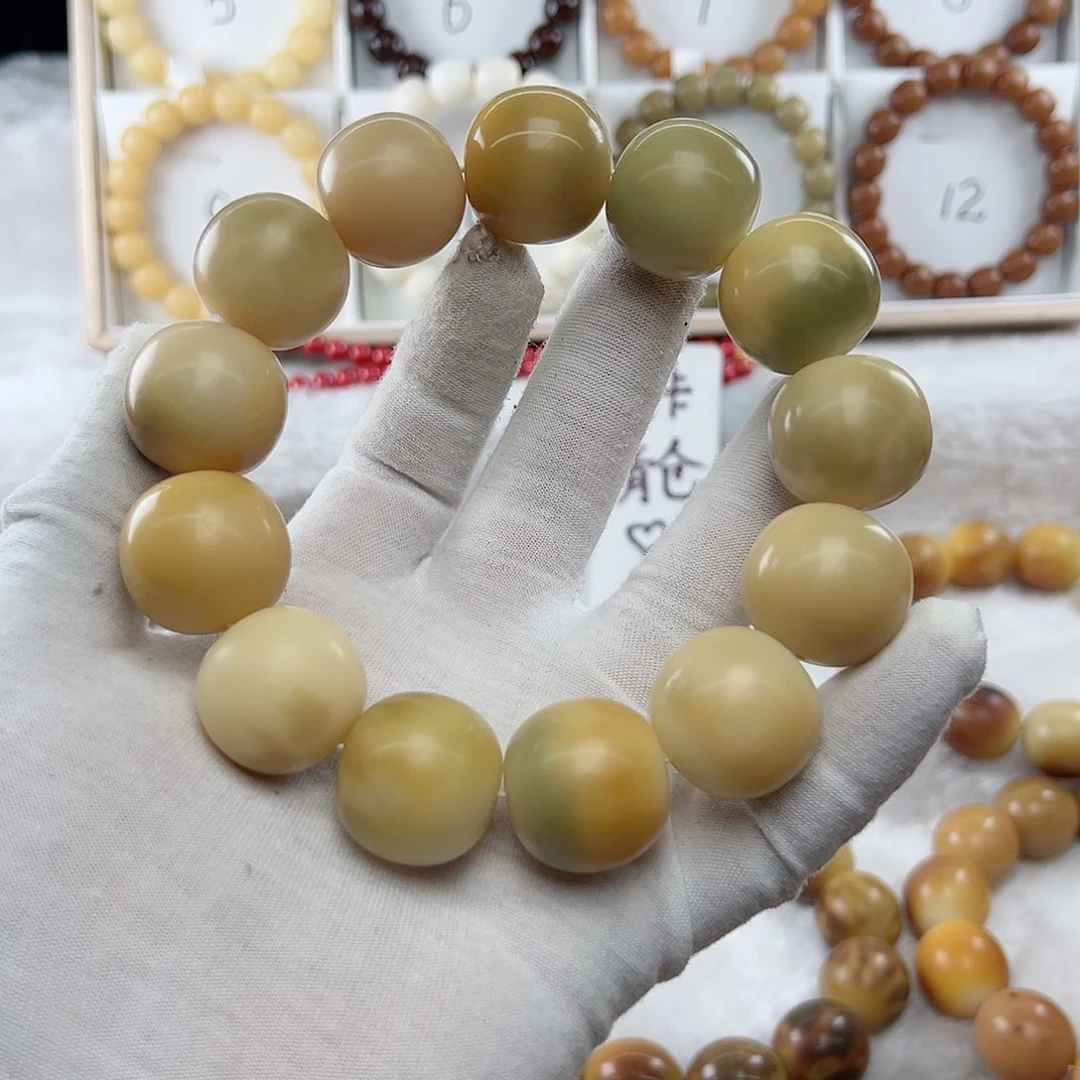 菩提根/象牙果手串蓝*❥卡24 干磨瑕疵S58