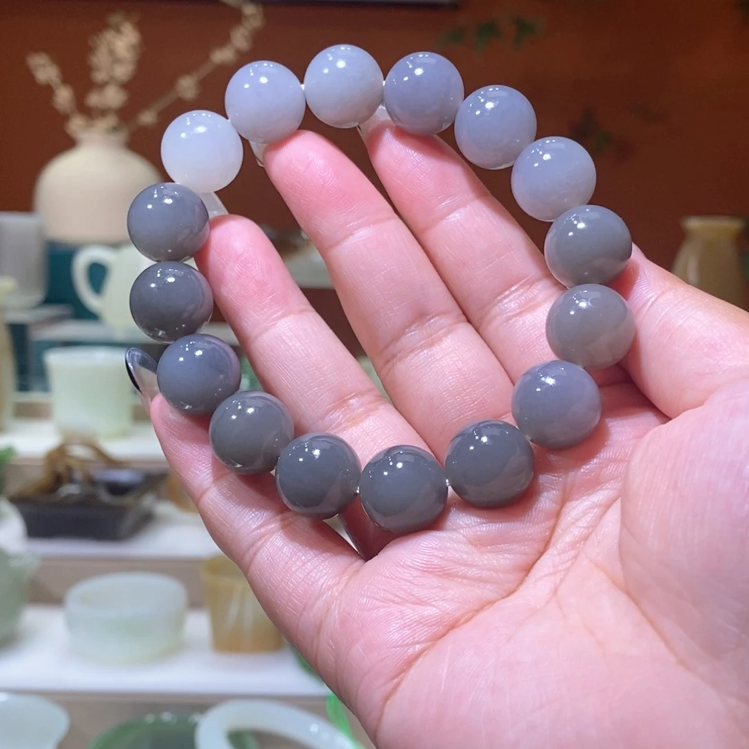 未镶嵌和田玉挂件精品烟紫暮山紫渐变手串