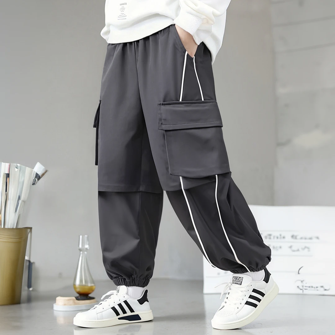 2025秋季新款男女童长裤潮流工装裤 中大童宽松休闲运动裤