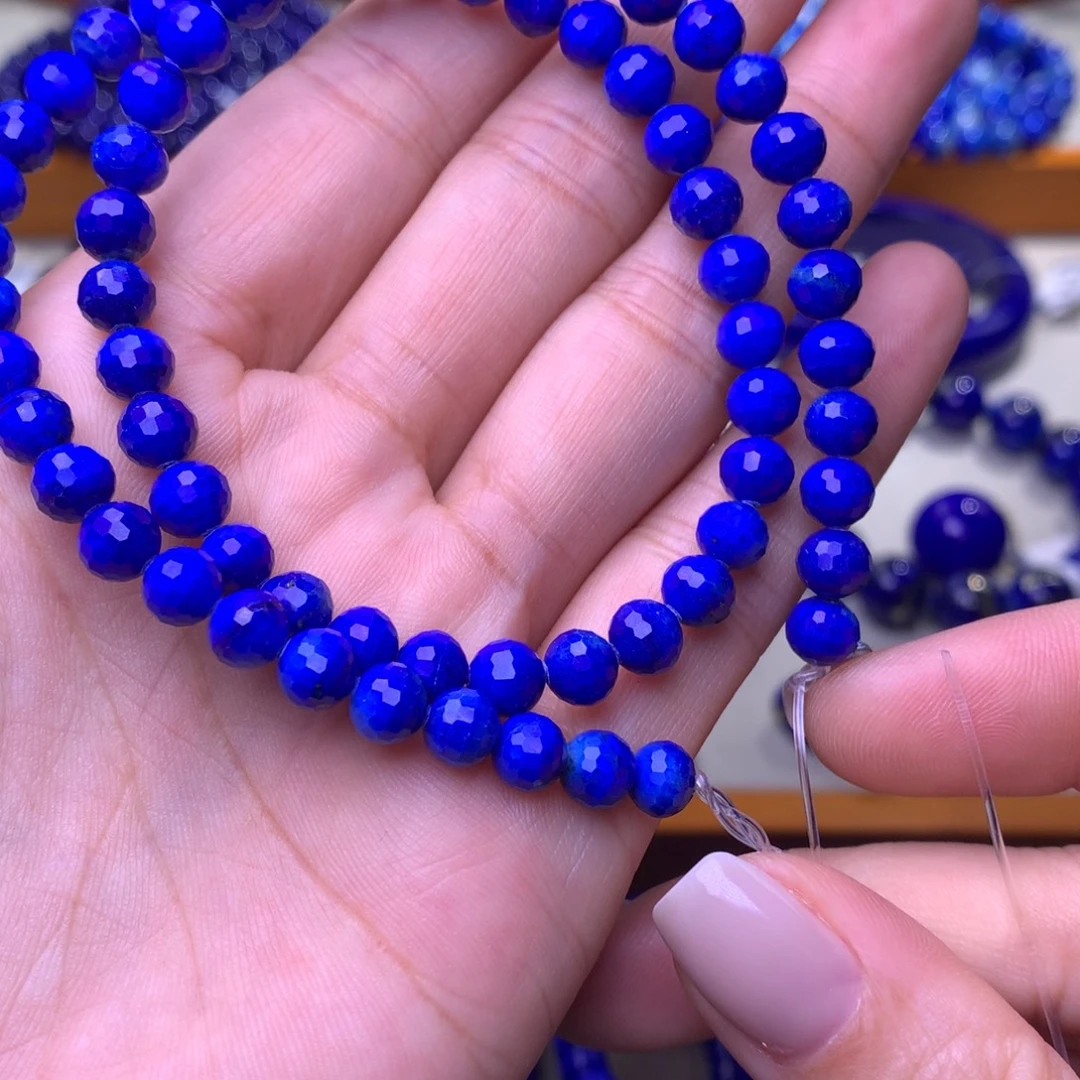 青金石未镶嵌手串6mm刻面半成品40公分