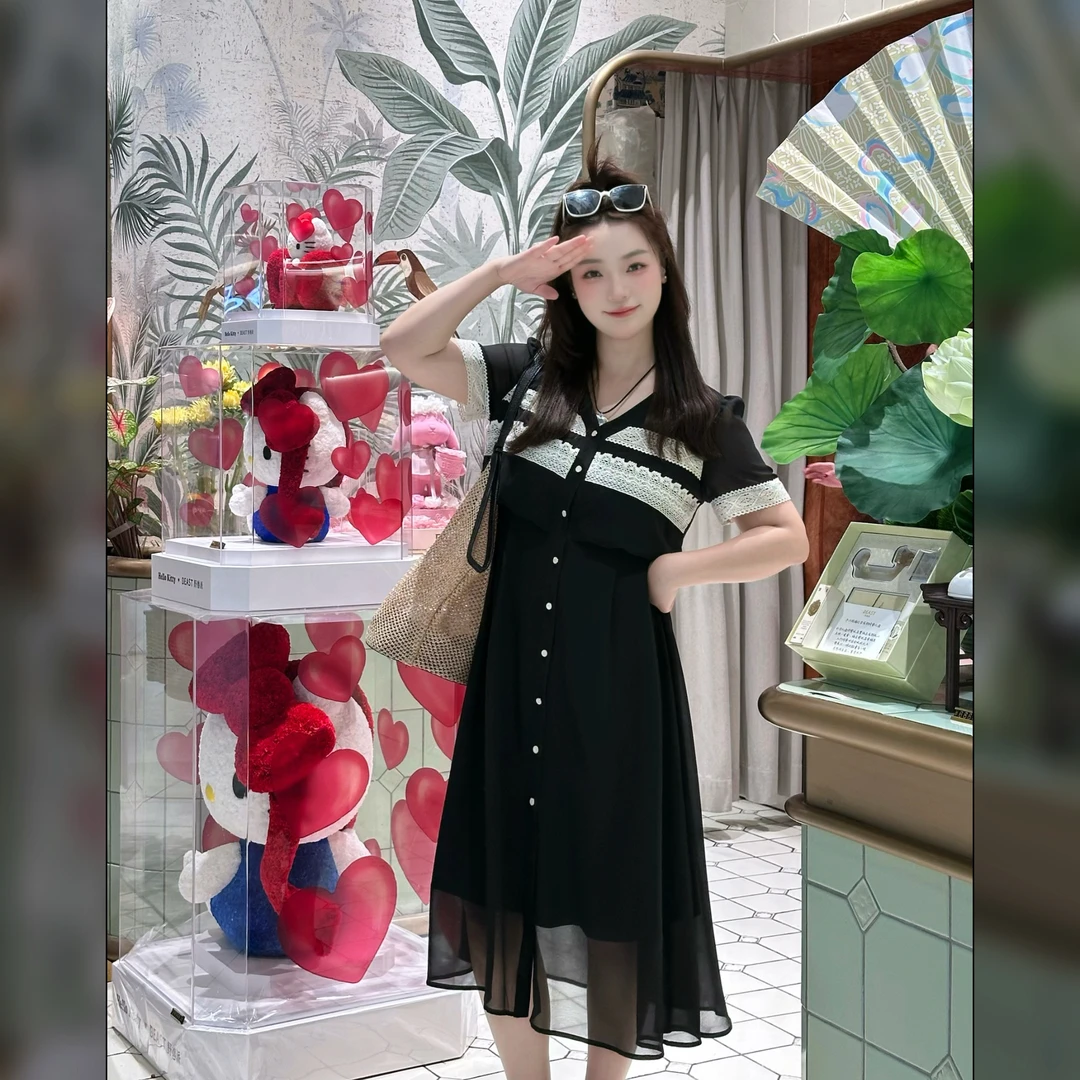 楠序【留白】 魏魏微胖女装夏季新款显瘦小香风高级感连衣裙NX13626