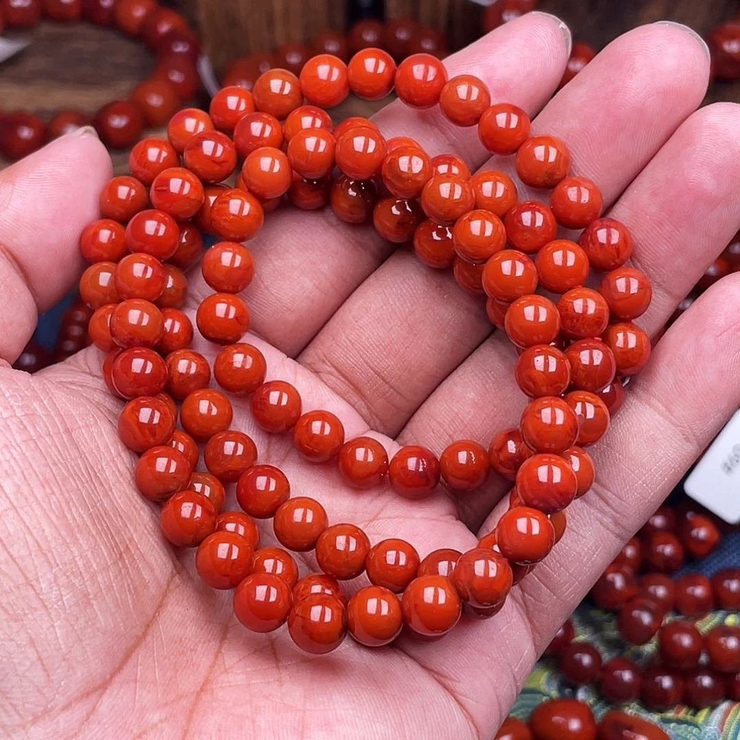 南红玛瑙未镶嵌珠链南红瓦西卡7多圈108