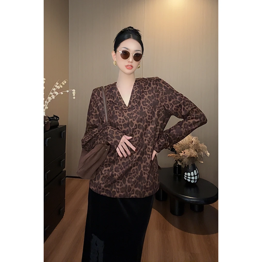 紫紫  野生时髦精   豹纹休闲上衣ZC09SZHJ320