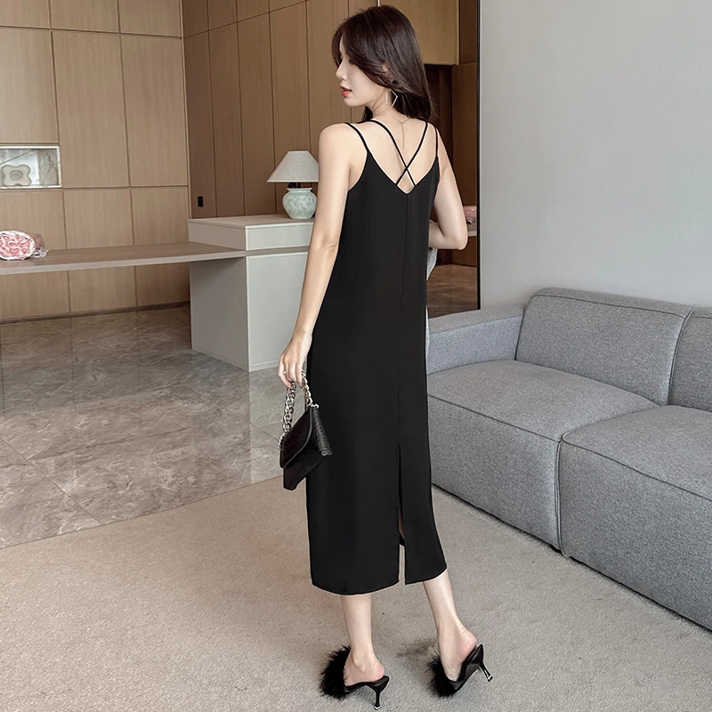 法式吊带背心连衣裙女夏2025新款a字裙子夏季沙滩背带长裙高级感