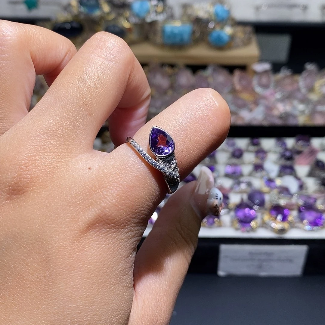 紫晶银S925镶嵌戒指