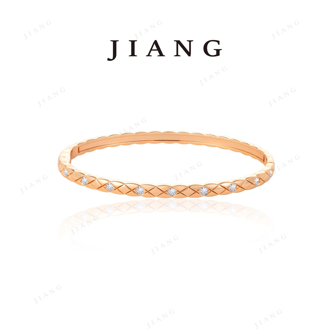 镀K金 【菱格】纹半钻时尚设计师手镯 B4002