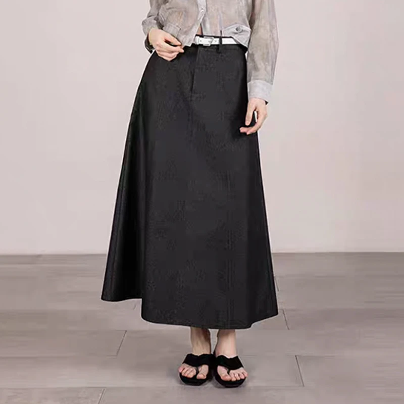 D-HARRY/迪哈利2025夏季新款百搭灰色大A中长裙DH252M90388T