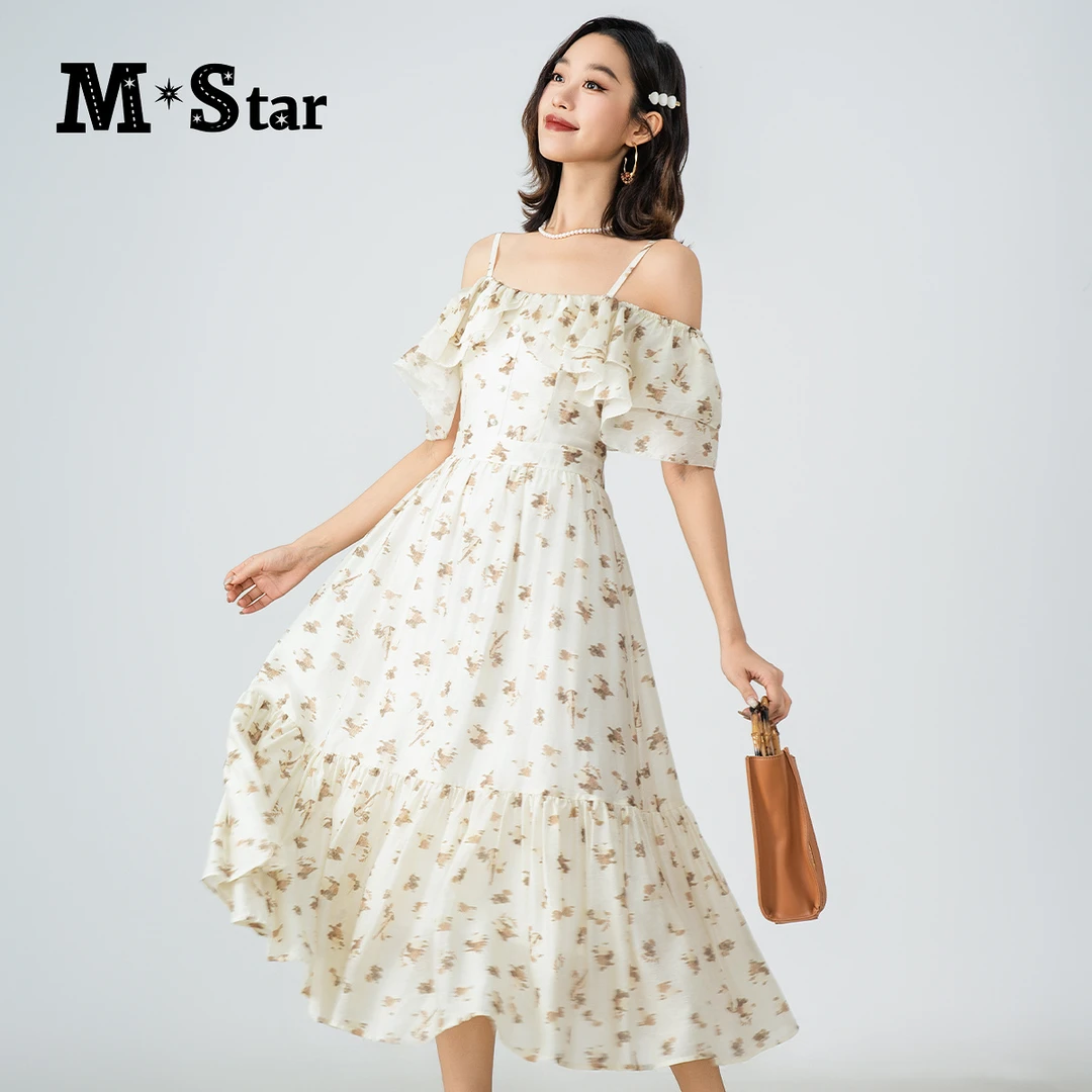 【小花专属】M-Star法式度假风吊带碎花莱赛尔连衣裙SFBL121803