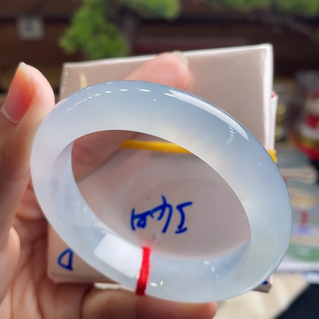 翡翠未镶嵌手镯12号 54+天空蓝正圈