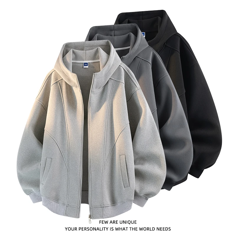 玛斯柏连帽加绒加厚卫衣男士秋冬季美式高街百搭潮牌重磅休闲男装