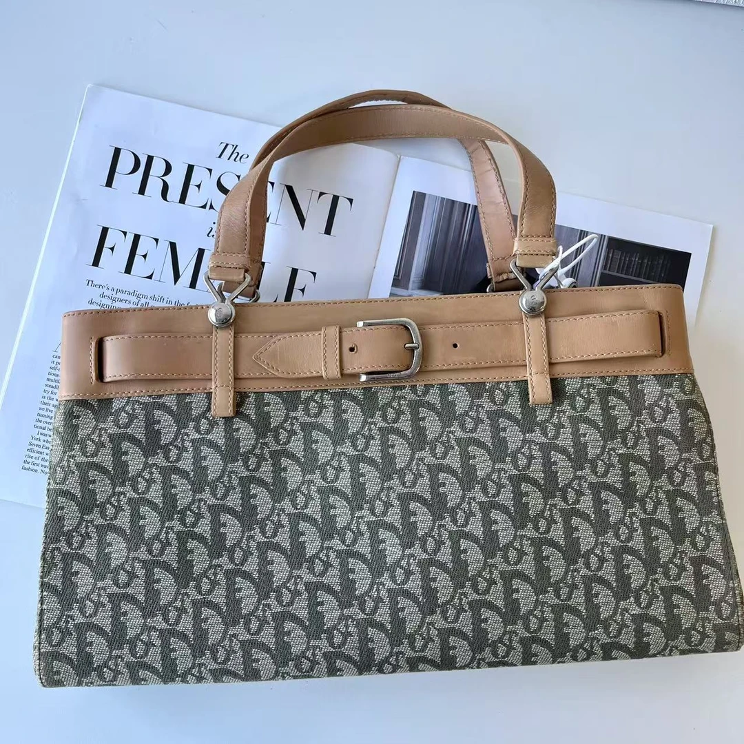 95新 DIOR/迪奥 XM/牛仔丹宁抹茶绿腰带横版手提包/BZ02122351