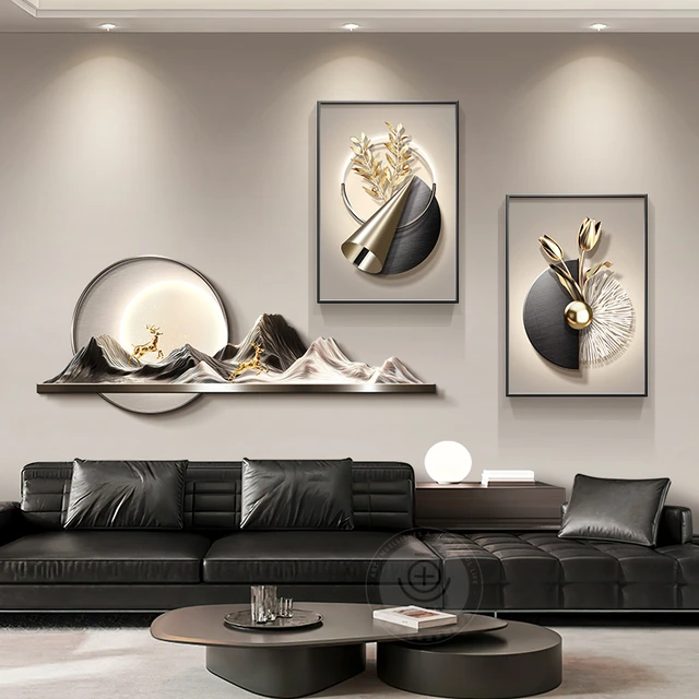 背有靠山客厅装饰画现代轻奢抽象壁画高级感大气沙发背景墙挂画