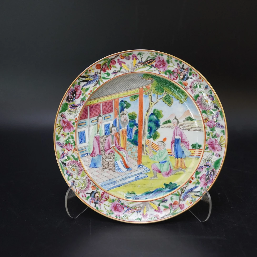 Lot.25100767清道光广彩人物故事赏盘 直径：约19.8cm