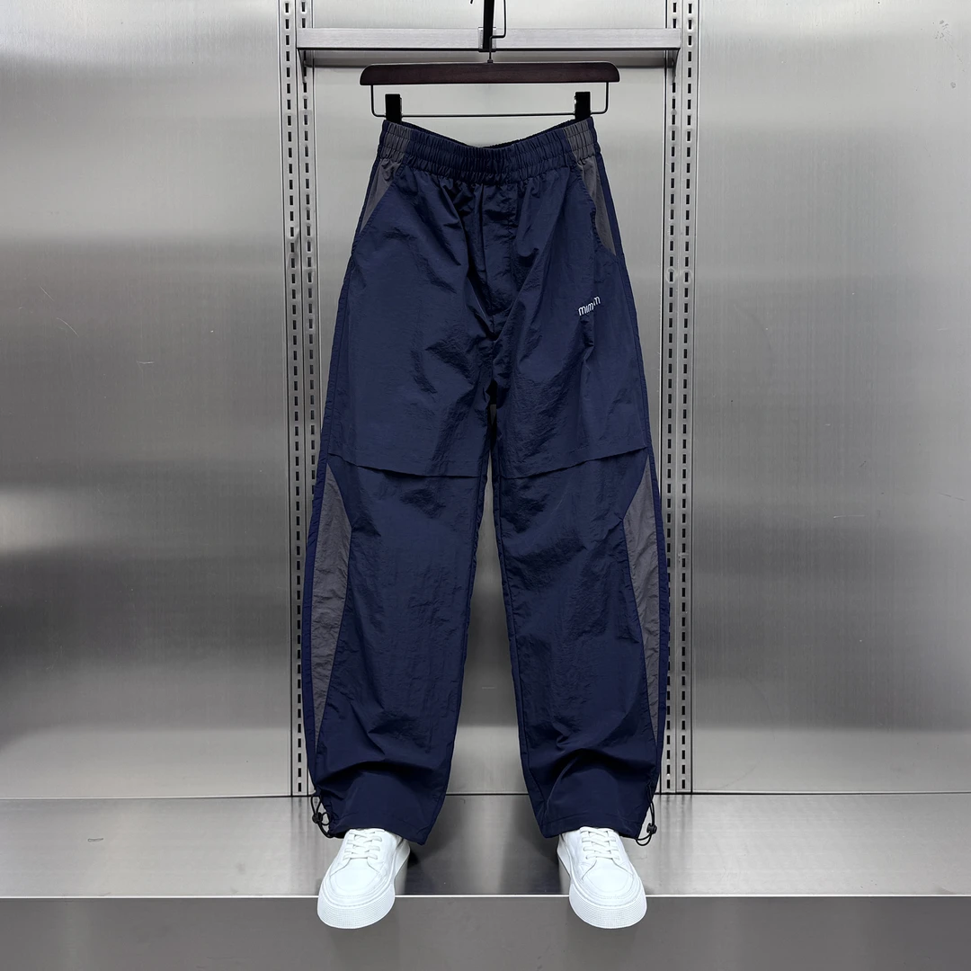 2025新款美式高街拼接工装裤男款夏季薄款速干阔腿裤子宽松休闲裤