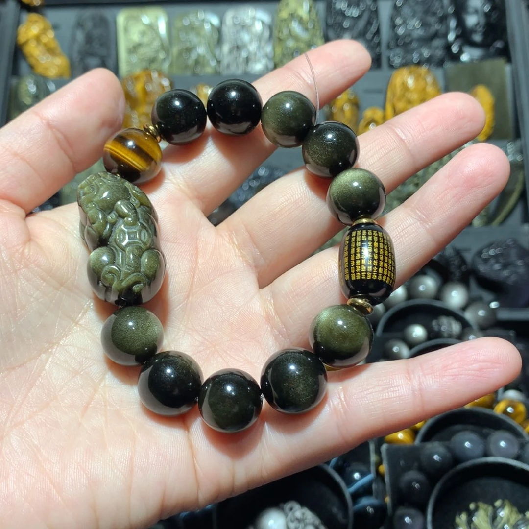 黑曜岩手串未镶嵌斐定制