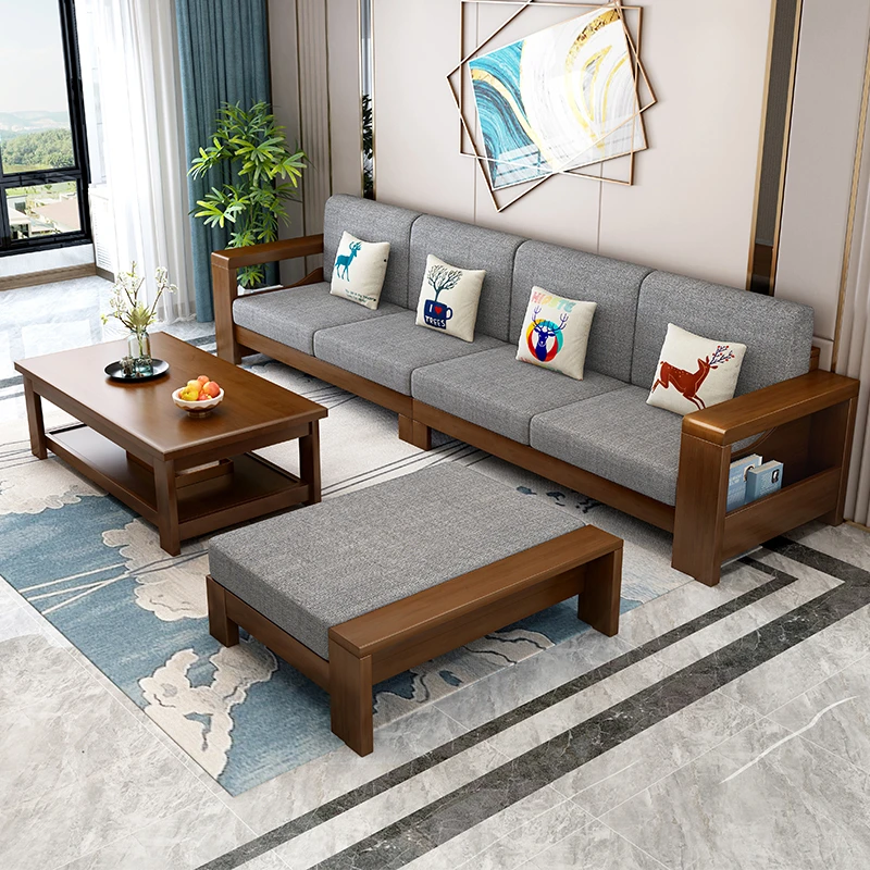 新中式实木沙发客厅全实木家具组合套装现代简约小户型胡桃沙发