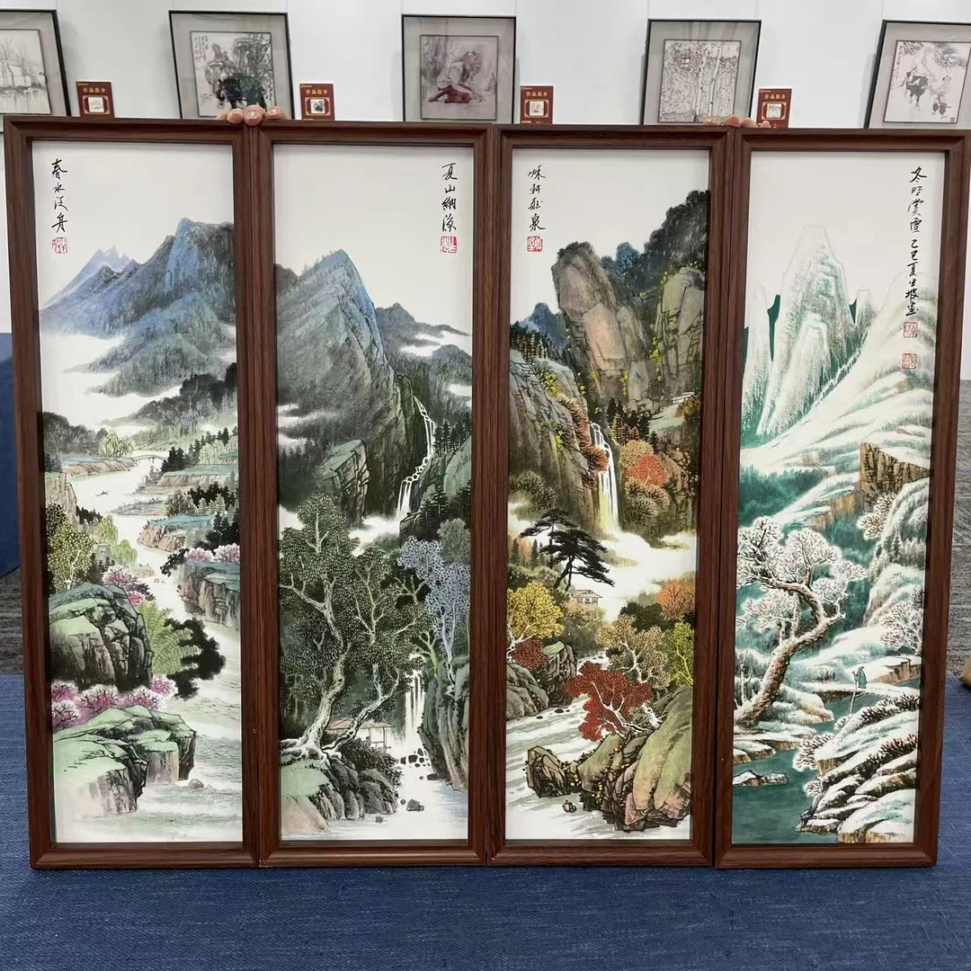 23*73竖幅//四季春夏秋冬+吉祥如意/周作光（带框）