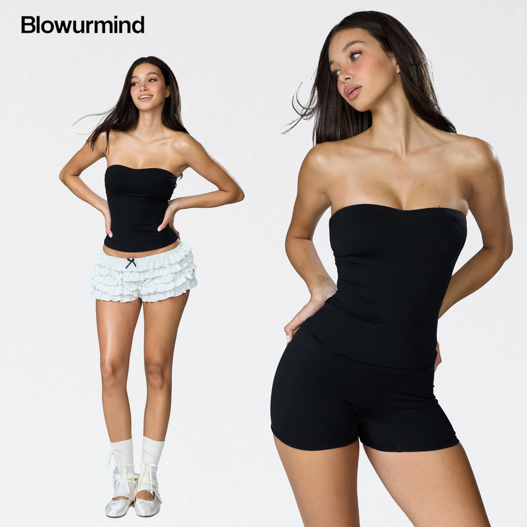 BUM【Clean fit美学】内置胸垫中度支撑收腰塑形双层防滑运动抹胸