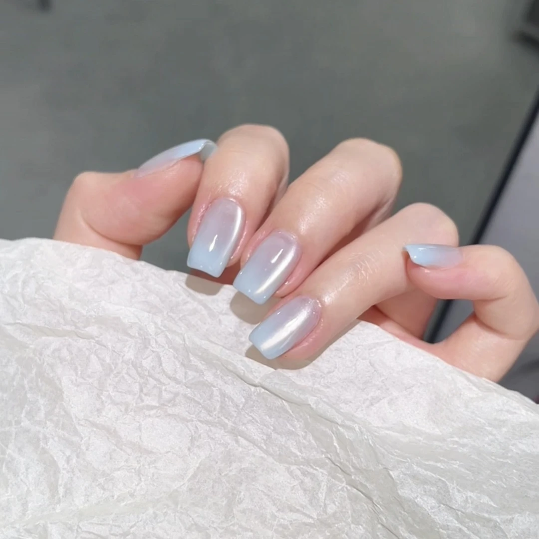 《蓝色水光猫眼》指甲油胶2025新款超亮细闪猫眼不发乌美甲蓝色渐变