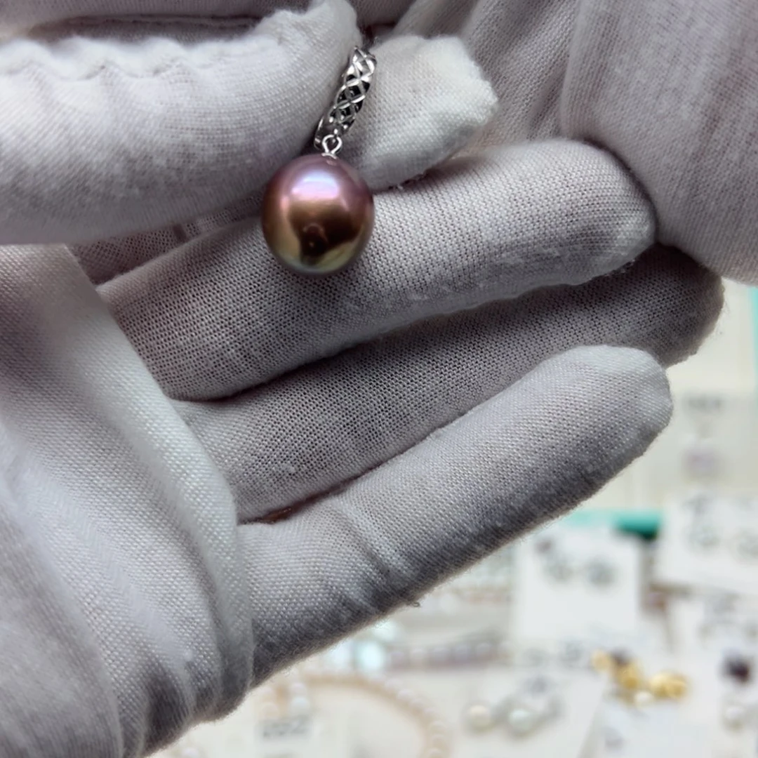 淡水珍珠吊坠银S925镶嵌