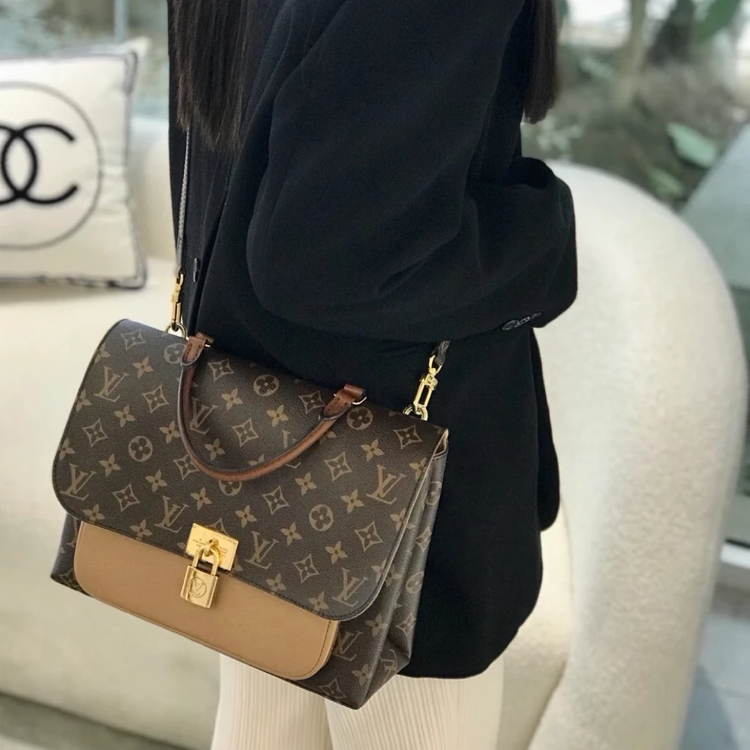 95新 LouisVuitton/路易威登 现代焦糖锁头邮差单肩包斜挎手提包